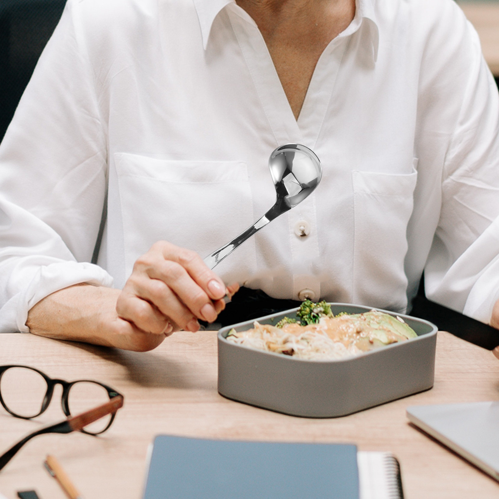 Self Feed Spoon - Adaptive Spoon Curved Handle Ergonomic Long