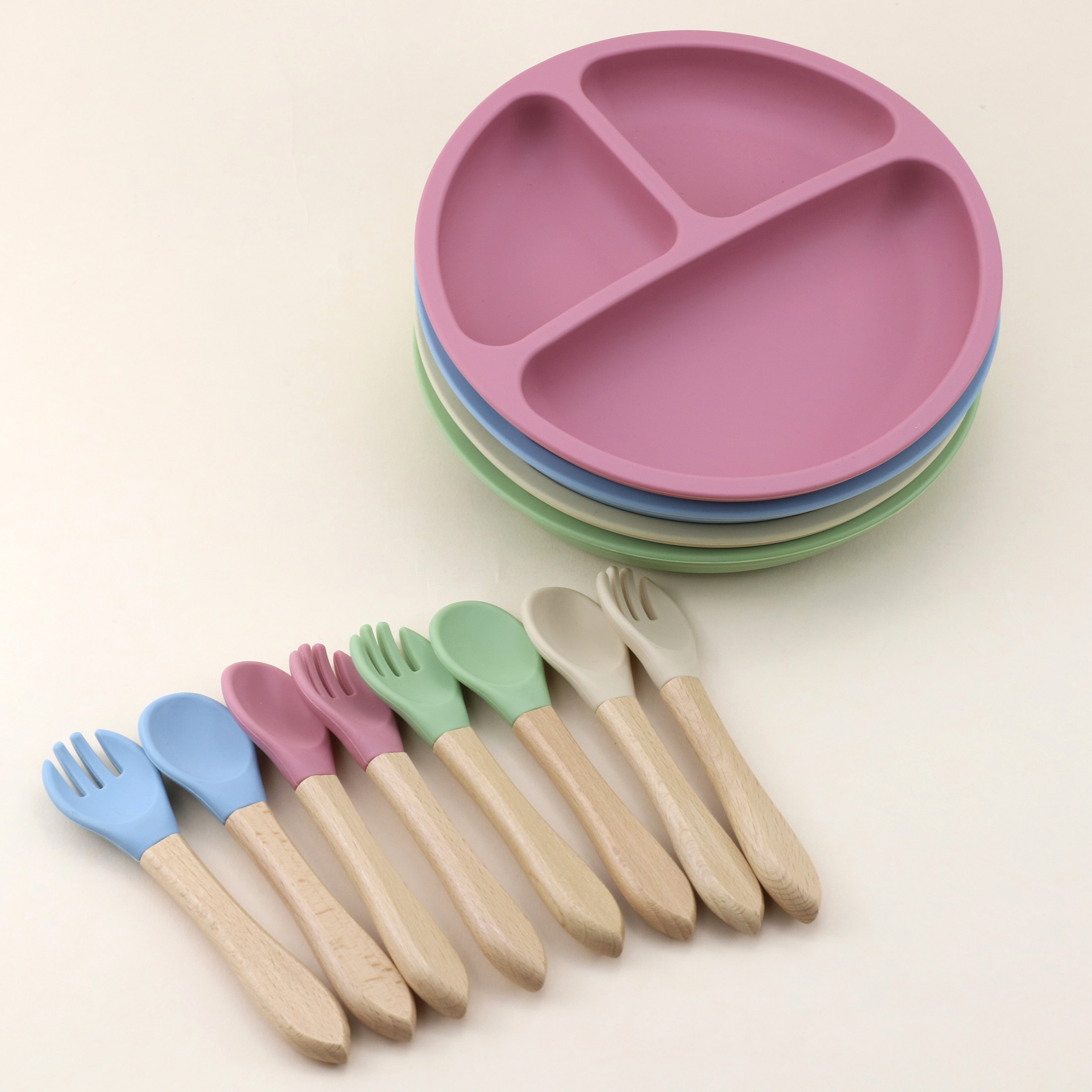 Baby Food Utensils Set - Food Grade Silicone Small Suction Cup
