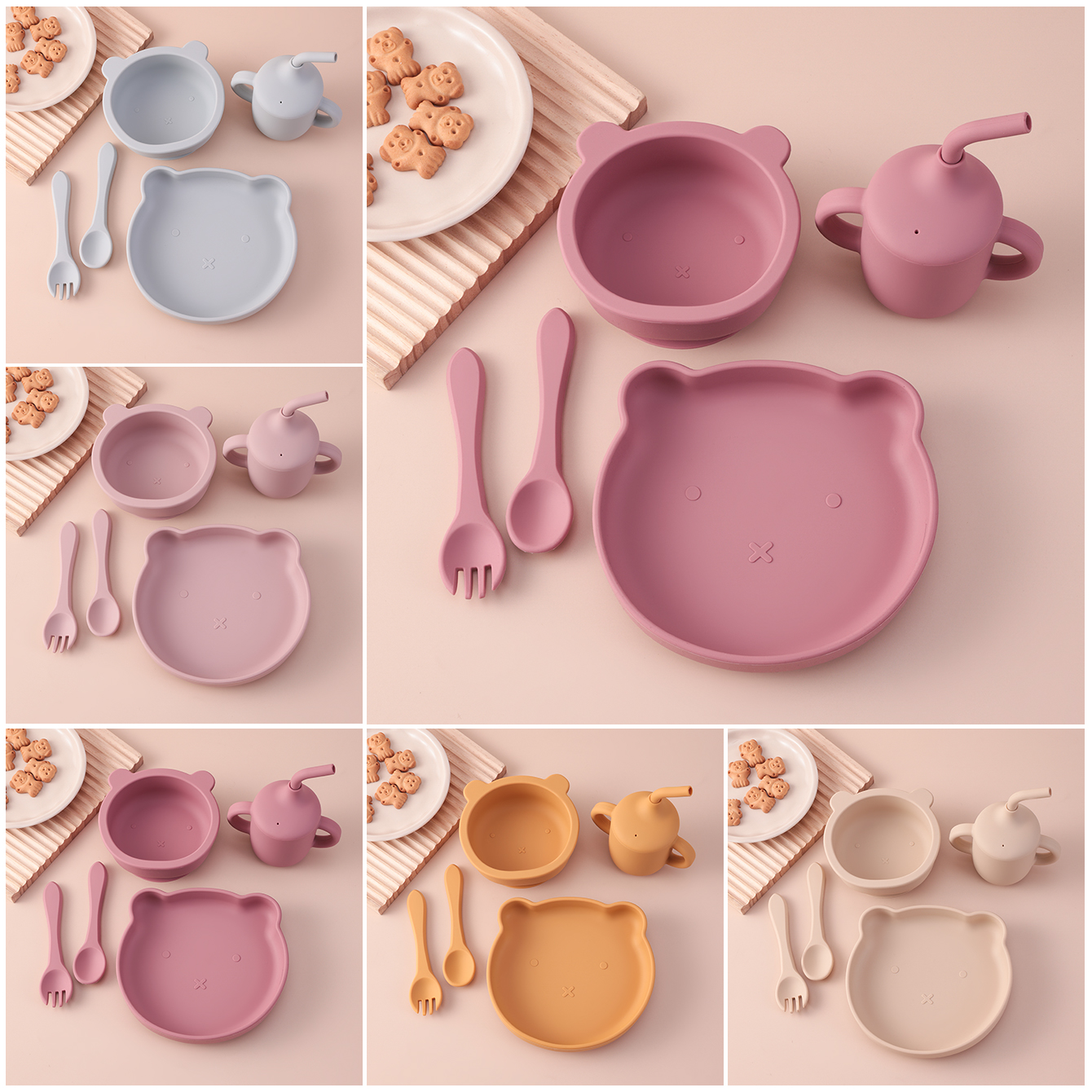 Baby Food Menu - Color Kids 5PCS Silicone Feeding Set