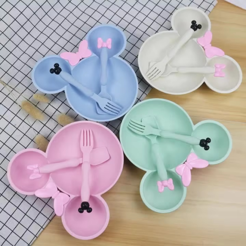 Baby Food Menu - 3Pcs/set Wheat Straw Baby Dishes Cartoon