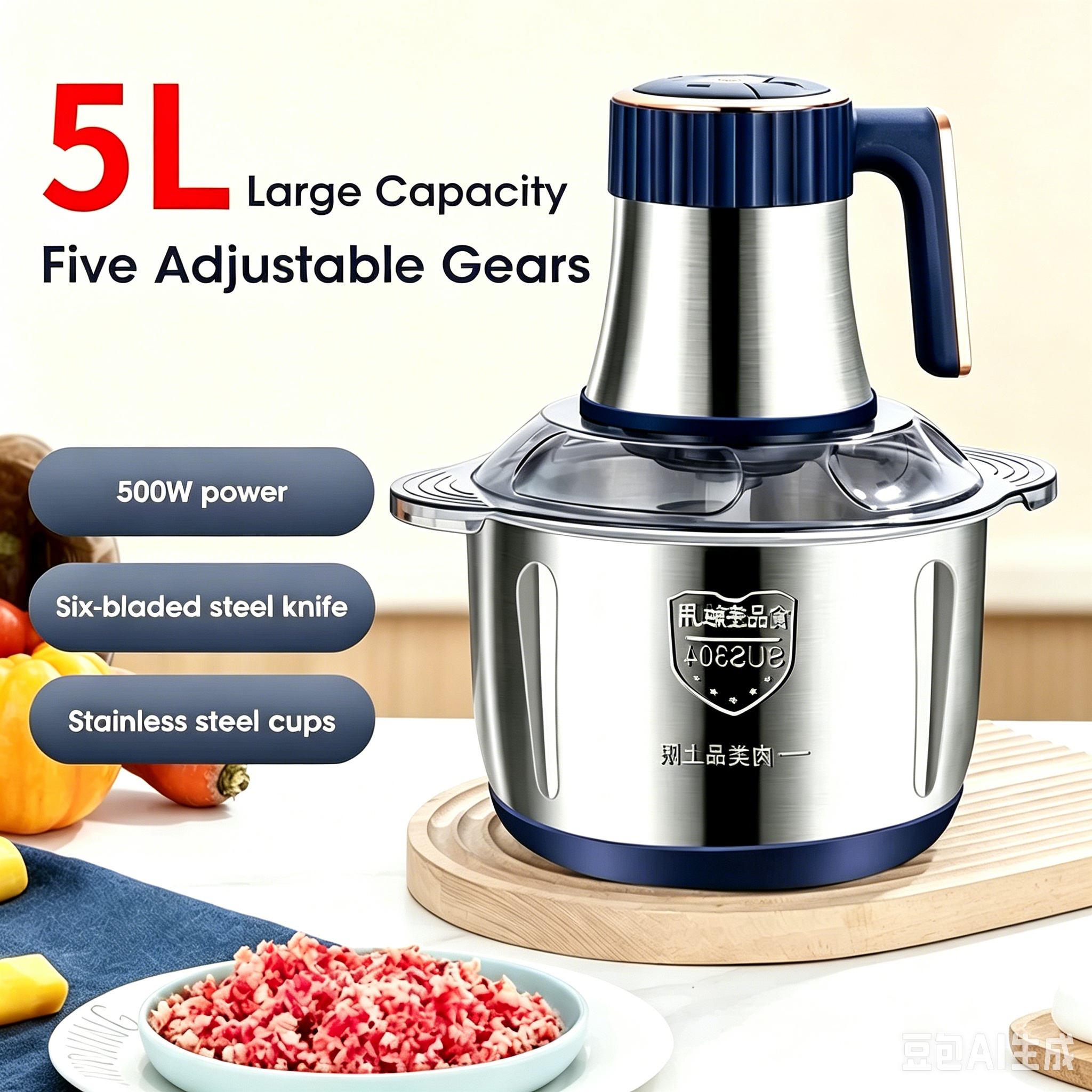 Baby Food Mill - 5L SUS304 Stainless Steel Bowl Electric