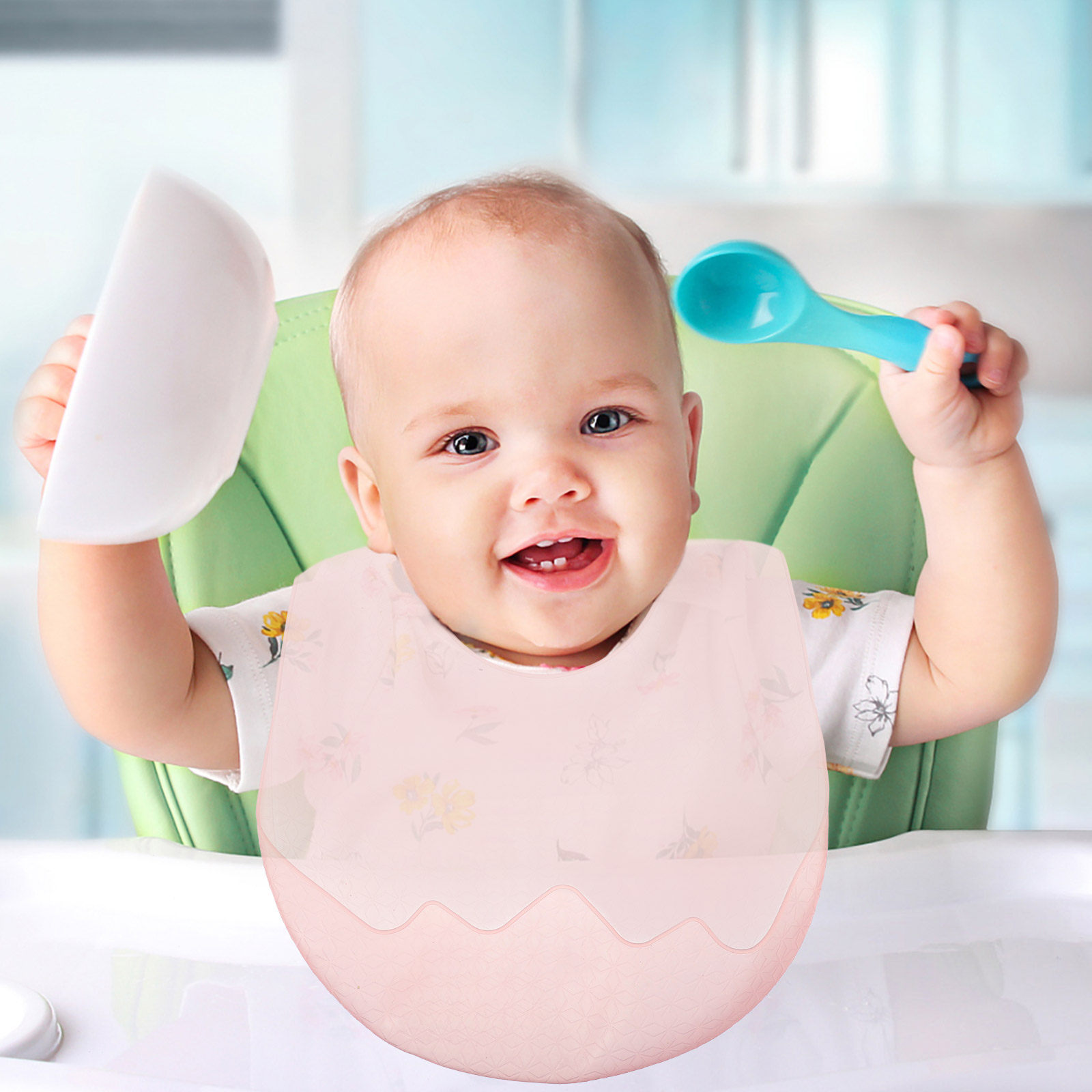 Dry Food Baby - Silicone Baby Bib for Feeding Drooling