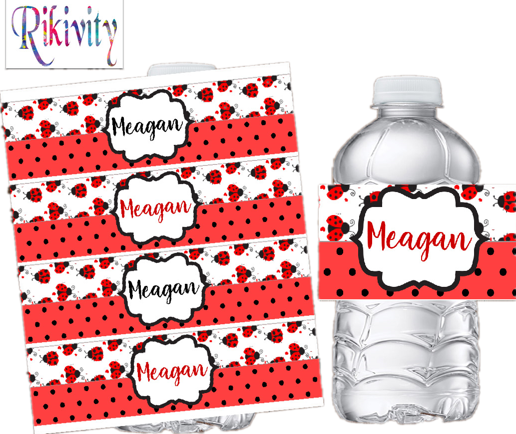 Baby Food Name - Personalised Ladybug Red Polka Dot Water