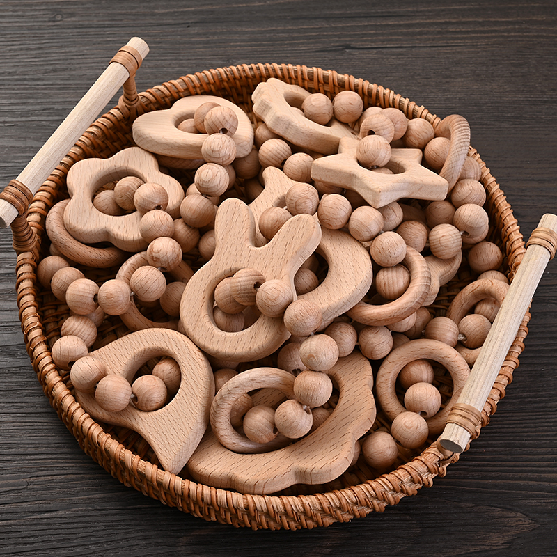 1Pcs Baby Wooden Teether Ring  - Baby Food Name recension och pris