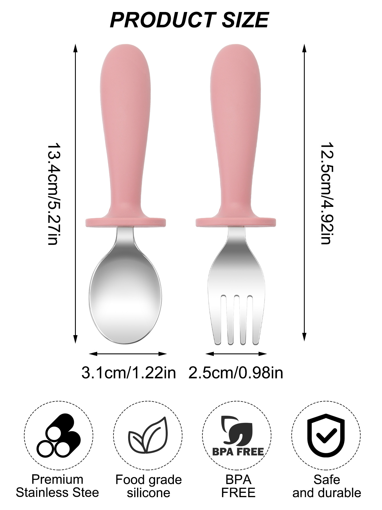 2PCS Stainless Steel Fork Spoo - Baby Food Utensils Set recension och pris