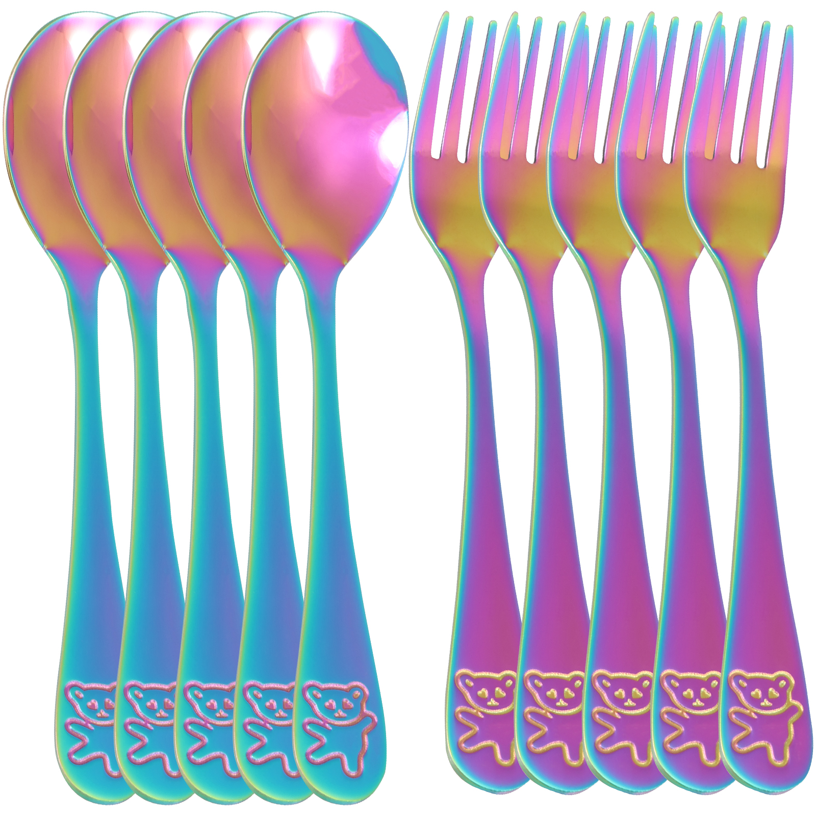 10Pcs Children's Forks and Spo - Self Feed Spoon recension och pris
