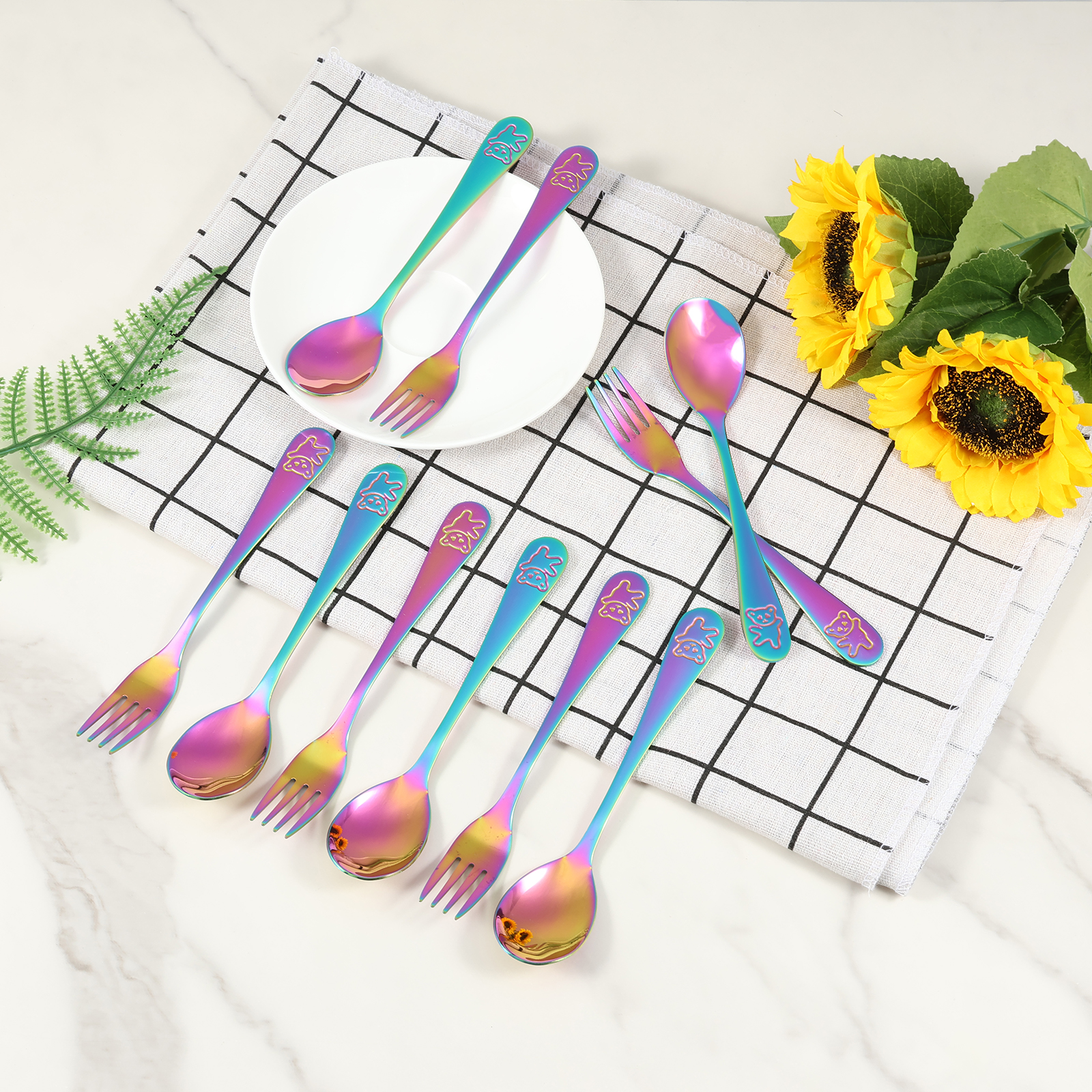 10Pcs Children's Forks and Spo - Self Feed Spoon recension och pris