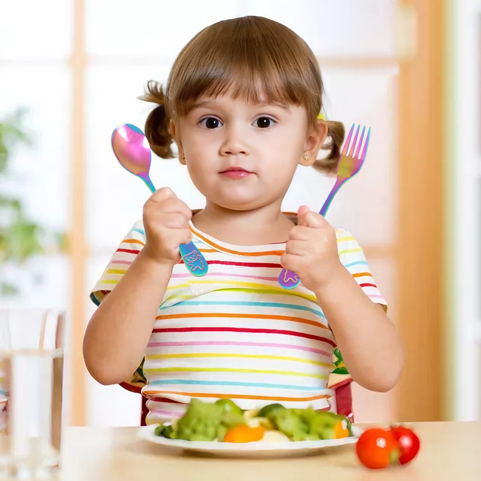 10Pcs Children's Forks and Spo - Self Feed Spoon recension och pris