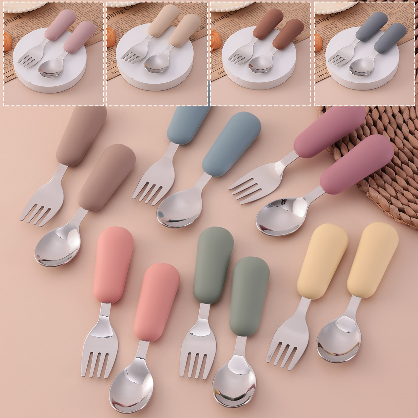 Color Kids 2PCS Stainless Stee - Baby Food Utensils Set recension och pris
