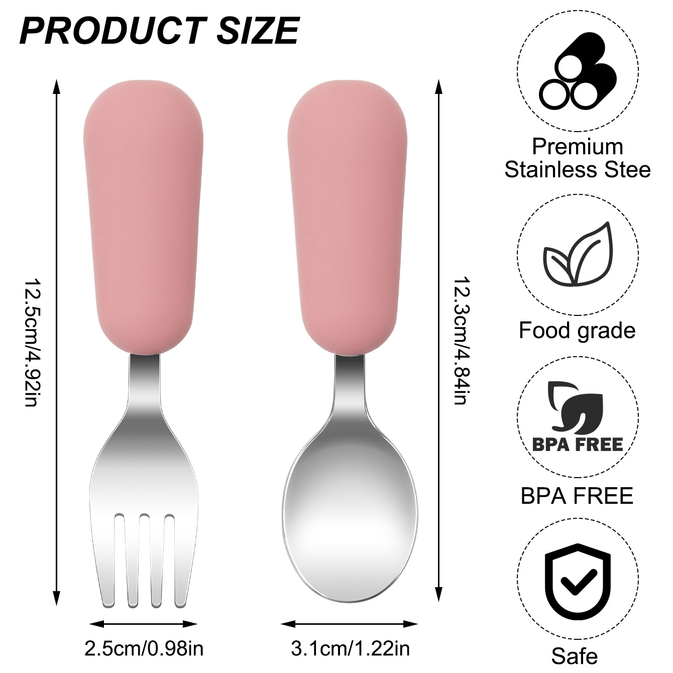 Color Kids 2PCS Stainless Stee - Baby Food Utensils Set recension och pris