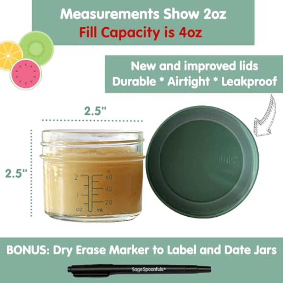 Sage Spoonfuls -12 Pack 4 oz B - Baby Food Glass Jar recension och pris