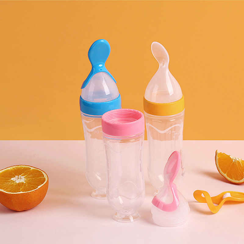 Squeezing Feeding Bottle Silic - Self Feed Spoon recension och pris
