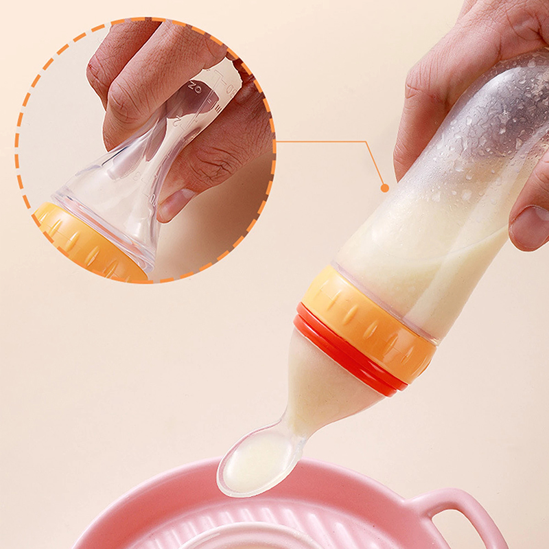 Squeezing Feeding Bottle Silic - Self Feed Spoon recension och pris