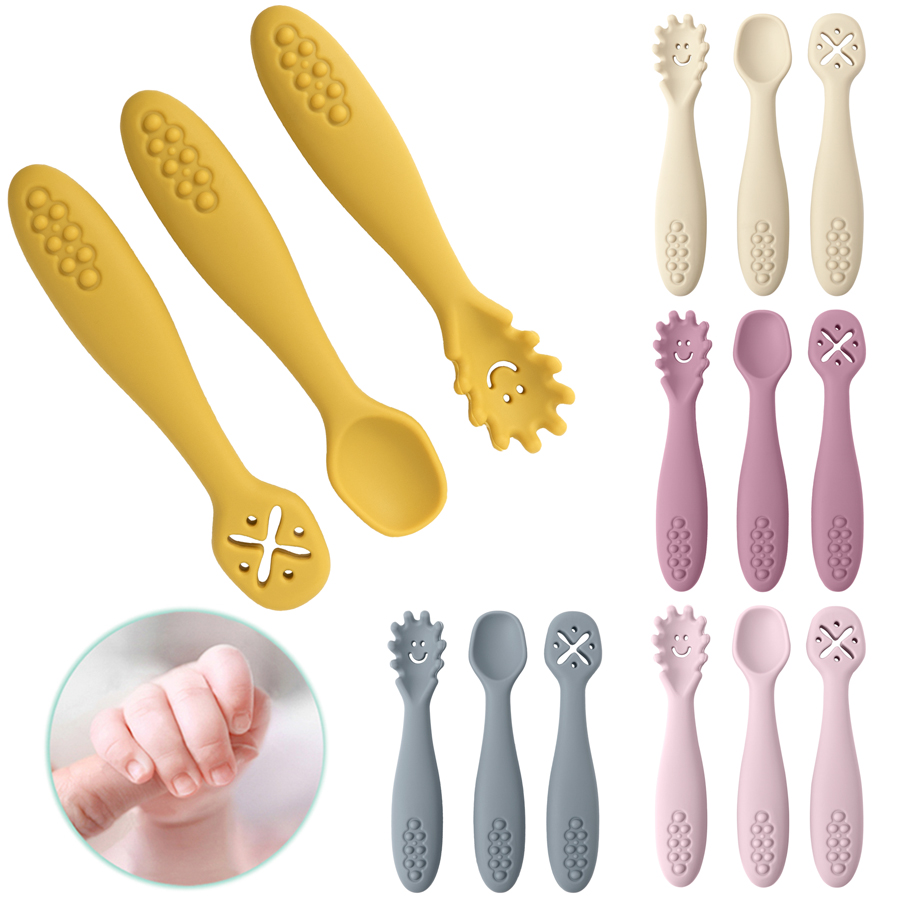 3PCS Silicone Spoon Fork For B - Baby Food Utensils Set recension och pris