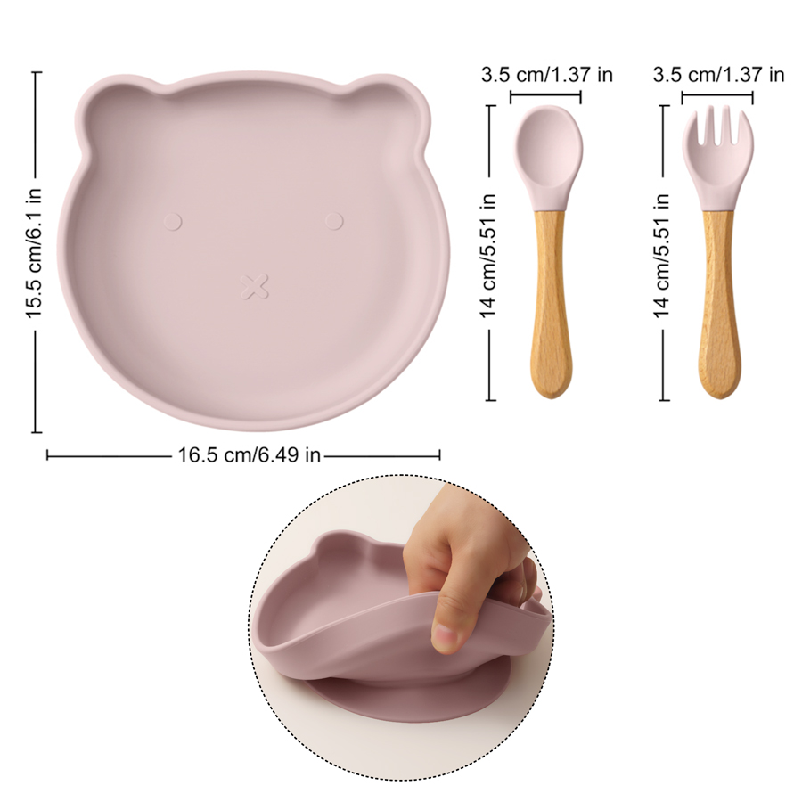 3PCS Cartoon Bear Silicone Suc - Baby Food Menu recension och pris