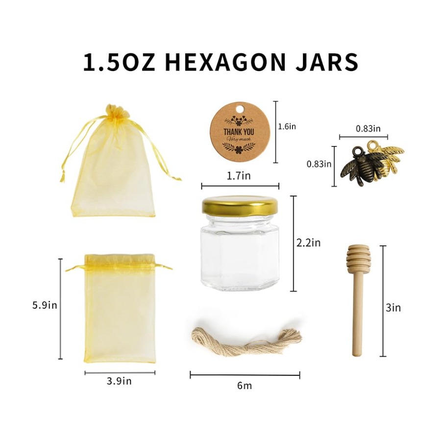1.5oz 6Pack Mini Glass Hexagon - Baby Food Glass Jar recension och pris