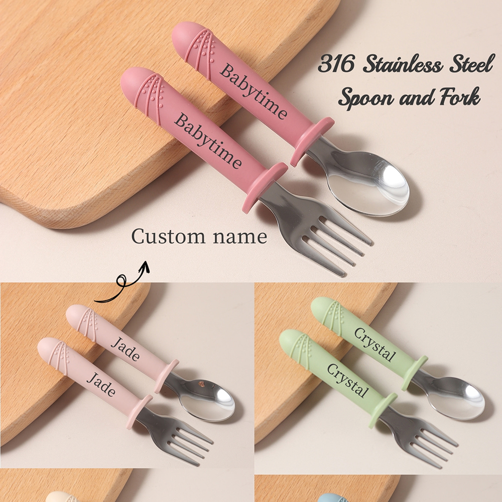Custom Long Handle Silicone Sp - Baby Food Utensils Set recension och pris