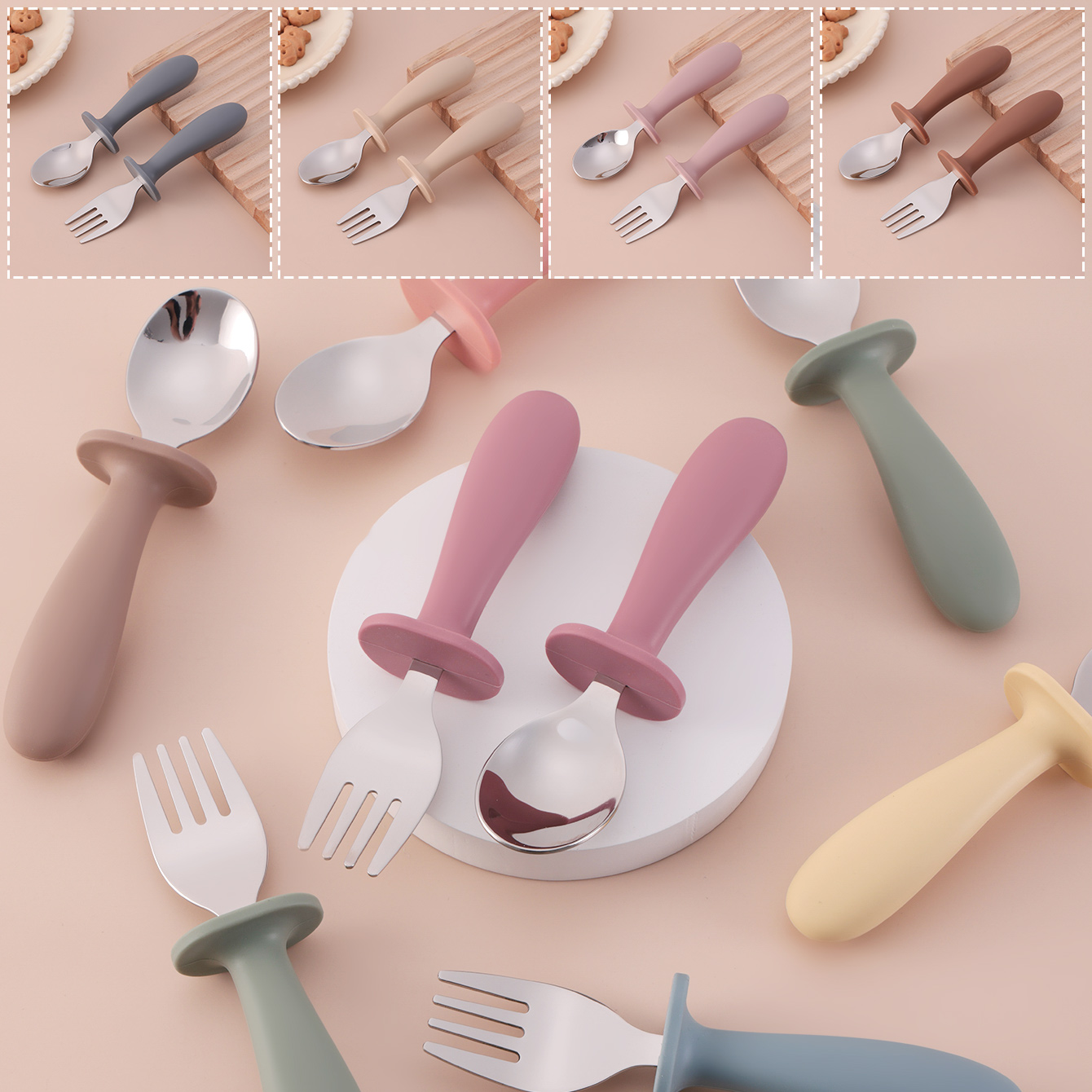 Color Kids 2PCS Stainless Stee - Baby Food Utensils Set recension och pris