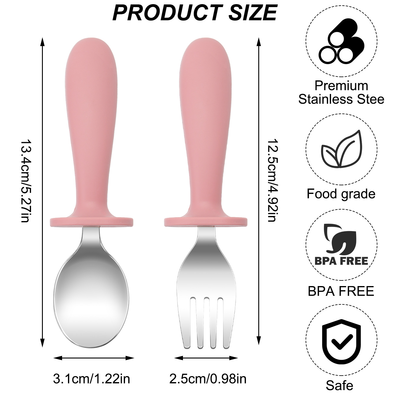 Color Kids 2PCS Stainless Stee - Baby Food Utensils Set recension och pris