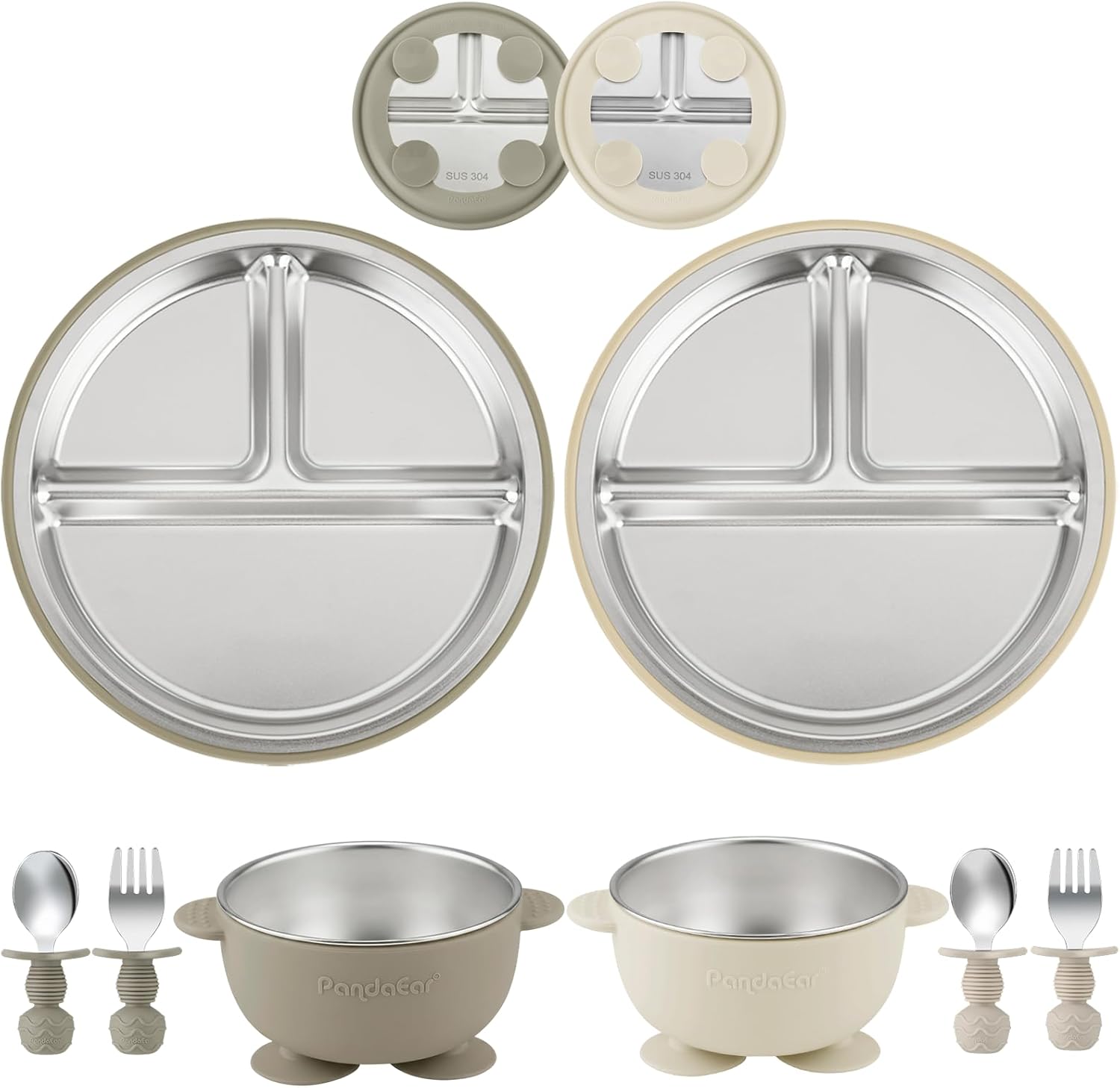 8PCS Baby Feeding Set Stainles - Self Feed Spoon recension och pris