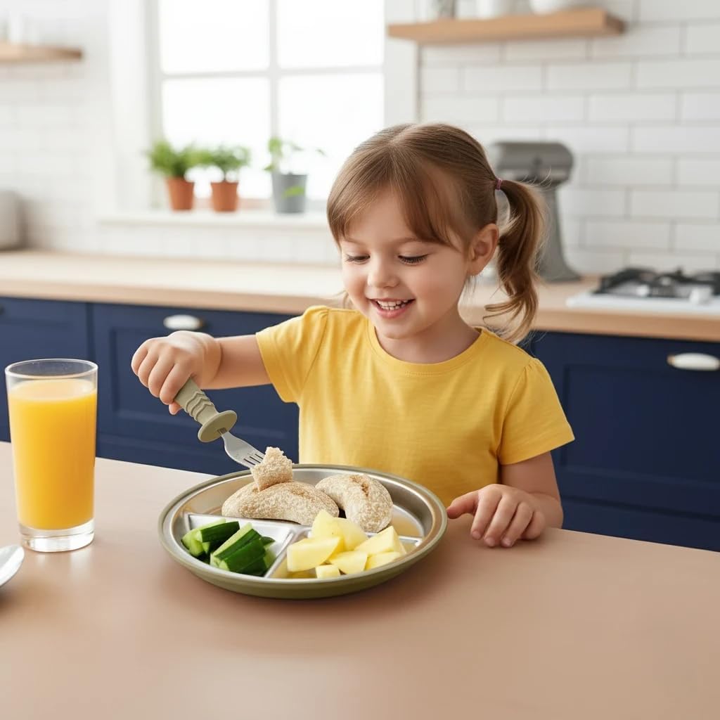 8PCS Baby Feeding Set Stainles - Self Feed Spoon recension och pris