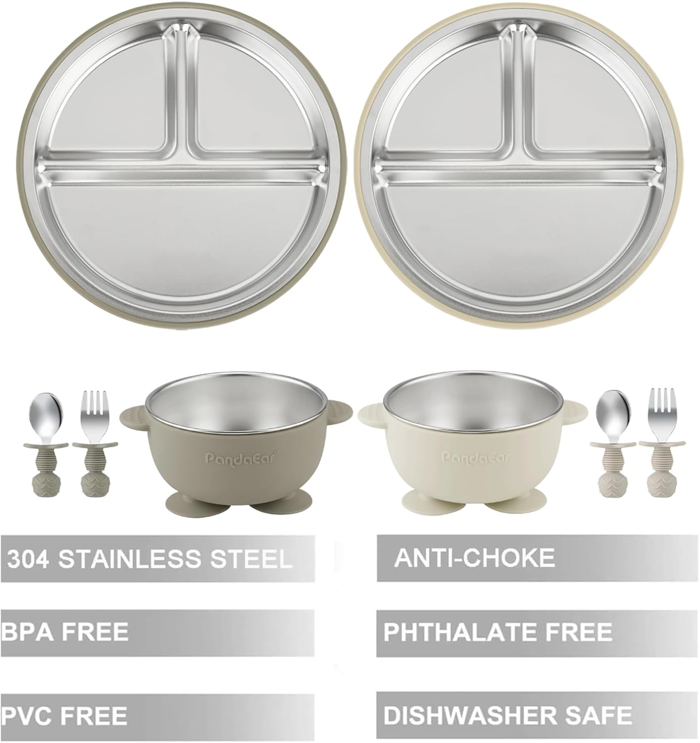 8PCS Baby Feeding Set Stainles - Self Feed Spoon recension och pris