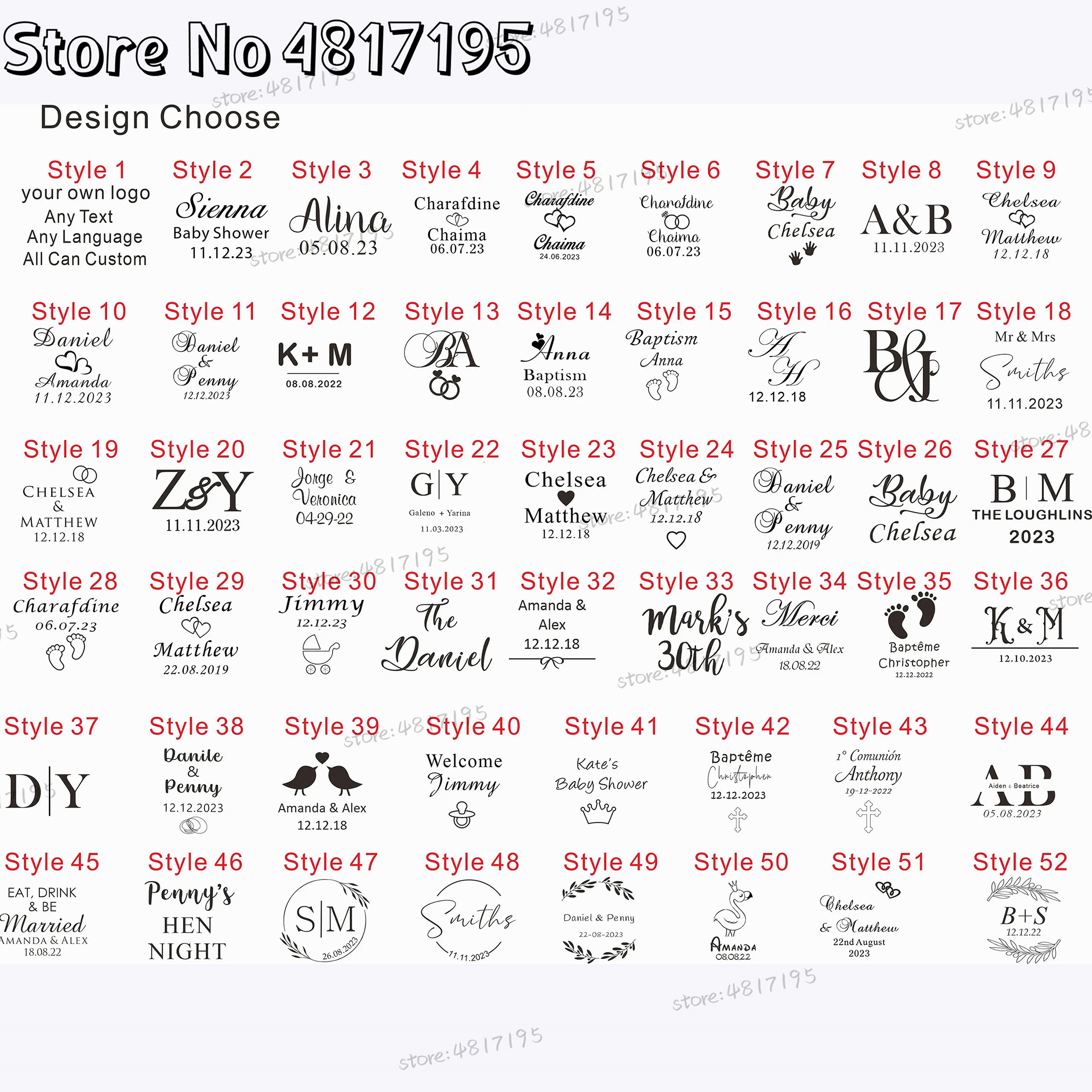 10 20 50Pcs Personalised Weddi - Baby Food Name recension och pris