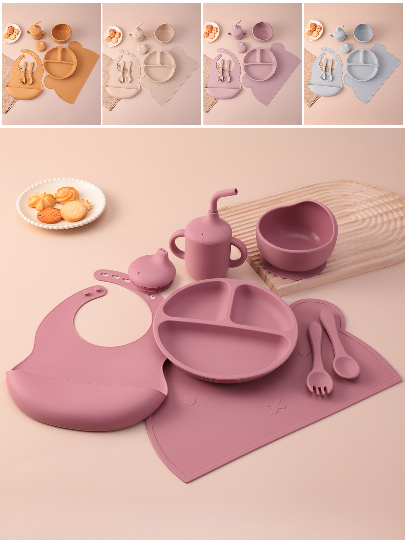 7PCS Silicone Baby Feeding Set - Self Feed Spoon recension och pris