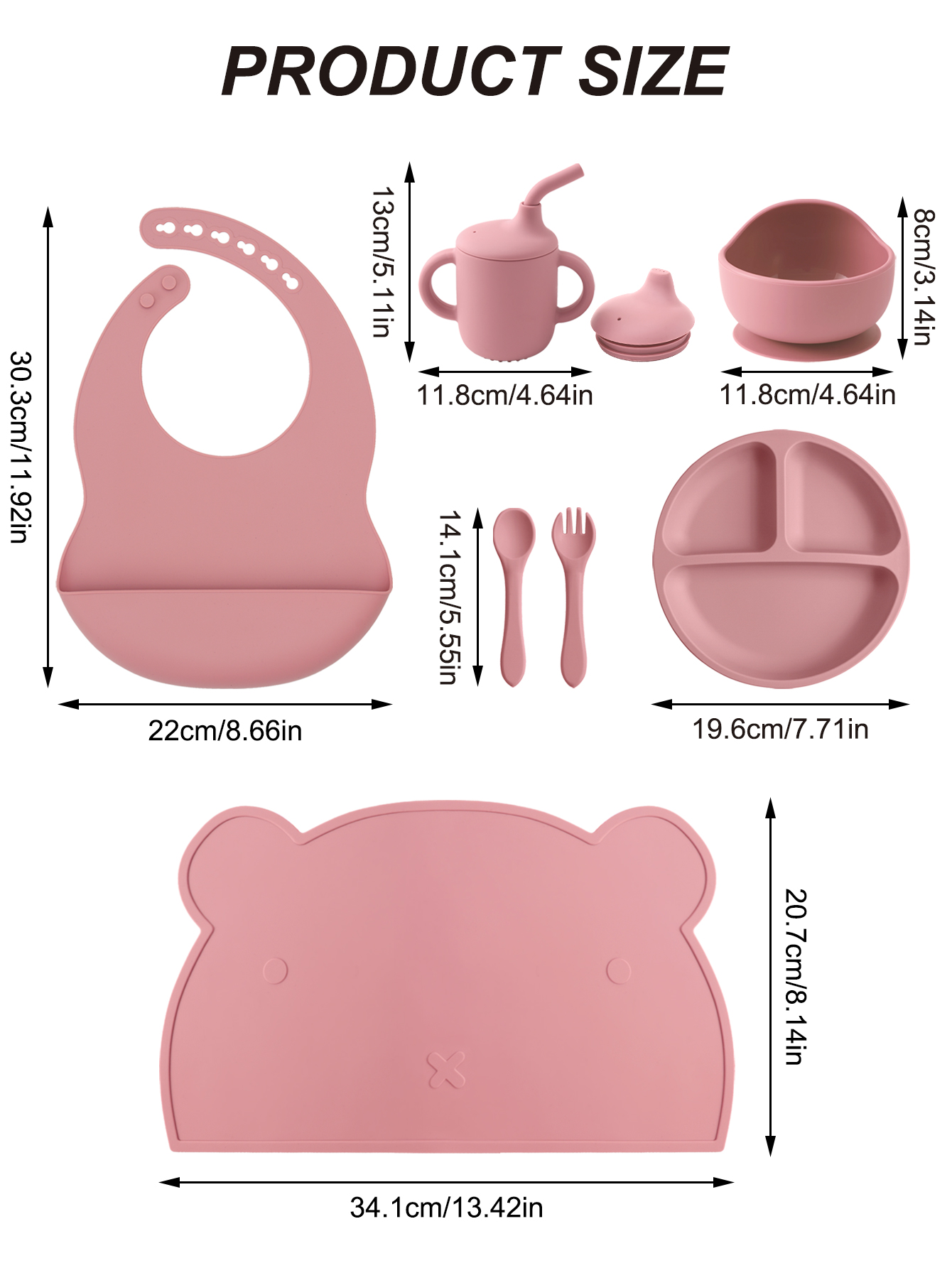 7PCS Silicone Baby Feeding Set - Self Feed Spoon recension och pris