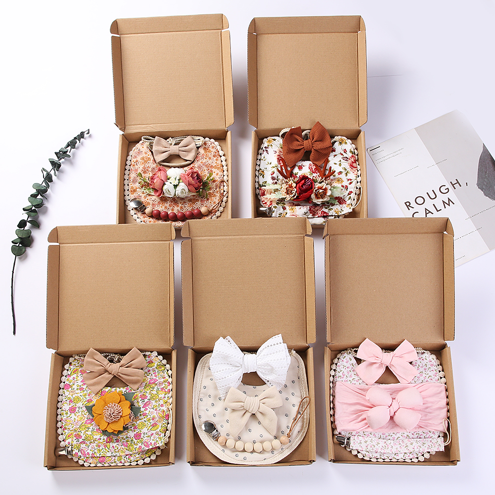 4Pcs/Set Flower Print Baby Bib - Baby Food Grade recension och pris